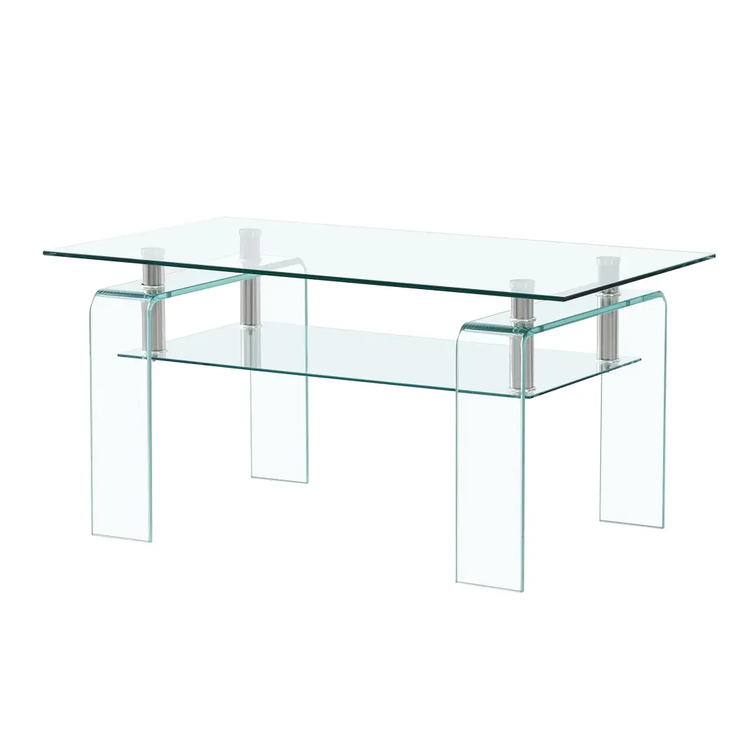 Modern Clear Tempered Glass Coffee Table Living Room rnb