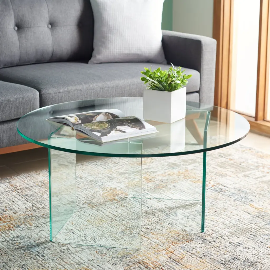 SAFAVIEH Bexon Tempered Glass Coffee Table Clear Modern Living Room Furniture