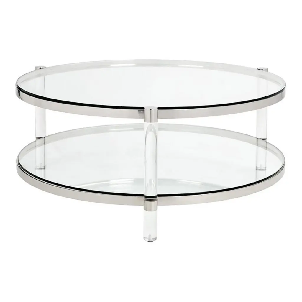 Uptown Club Toledo 40 Round Metal and Tempered Glass Coffee Table Silver