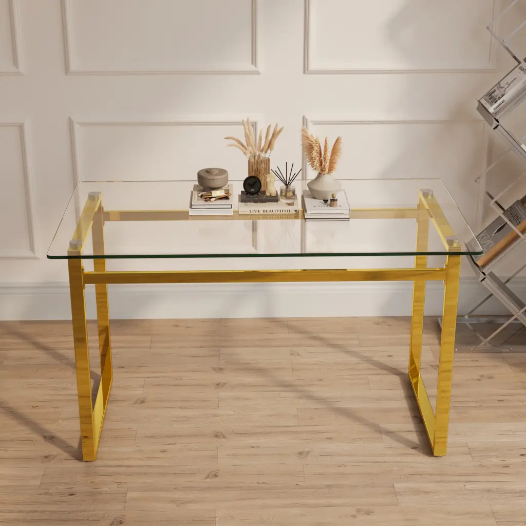 Modern Minimalist Rectangular Glass Dining Table 4-6 People 0.31 Inch Tempered Glass nuoli furniture