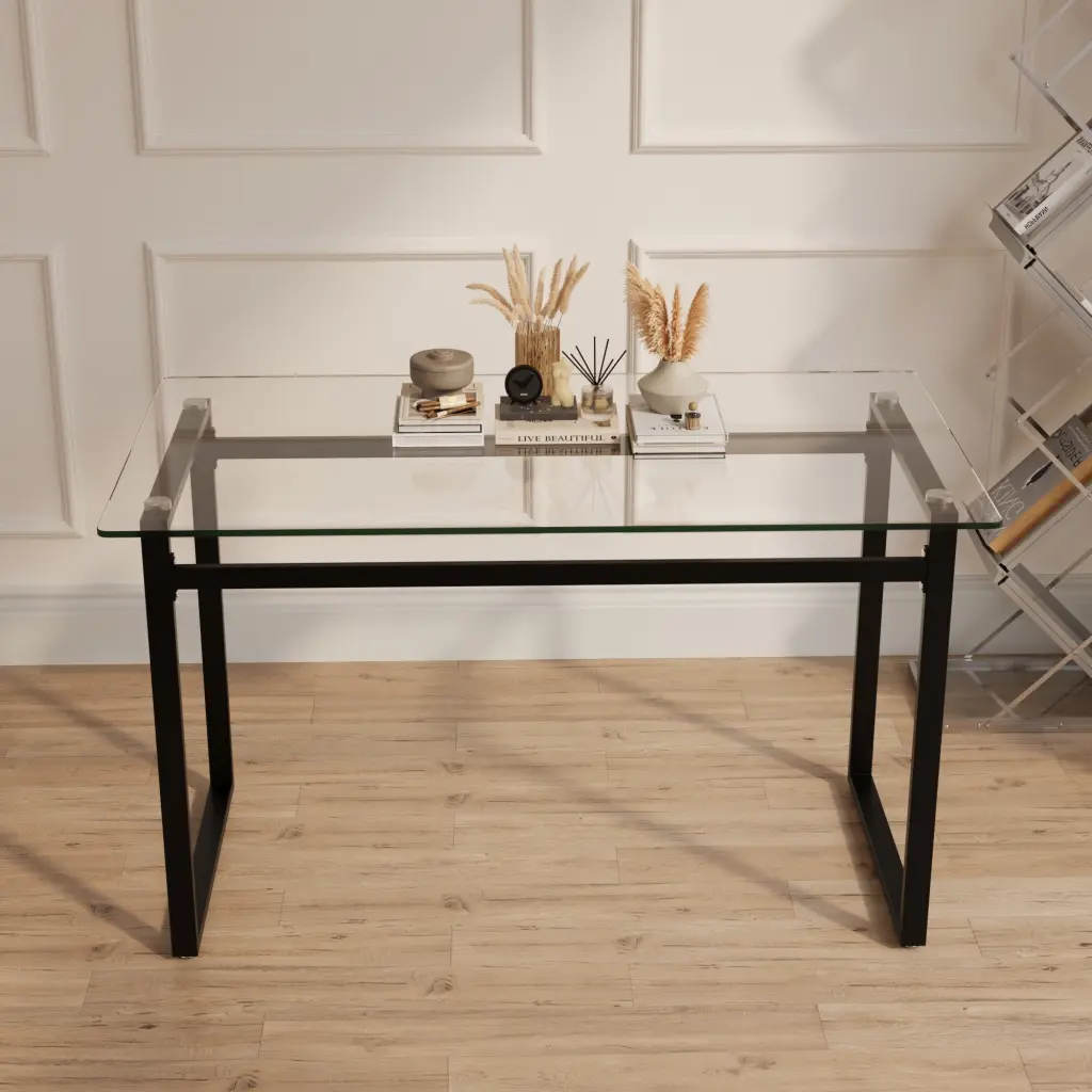 Modern Minimalist Rectangular Glass Dining Table 4-6 0.31" Tempered Glass nuoli office furniture