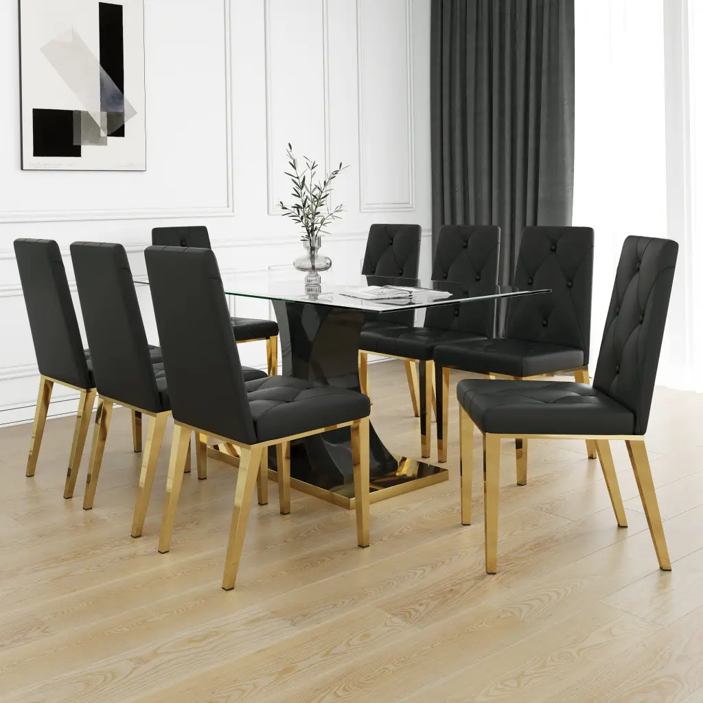 Modern Style Glass Dining Table, Elegant Transparent Design, Solid Support youngmagic