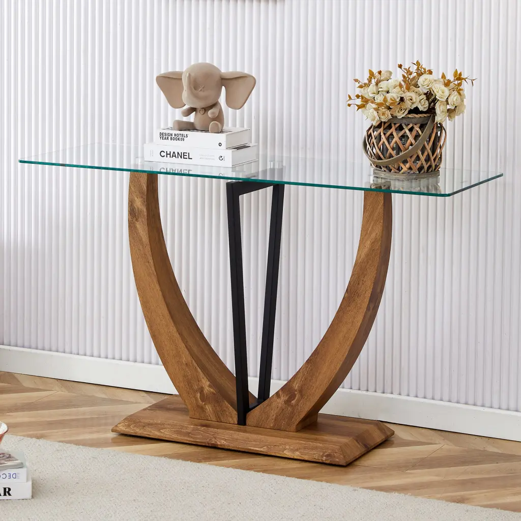 Modern Minimalist Rectangular Glass Table 0.39 Inch Tempered Glass Top droom w-1151