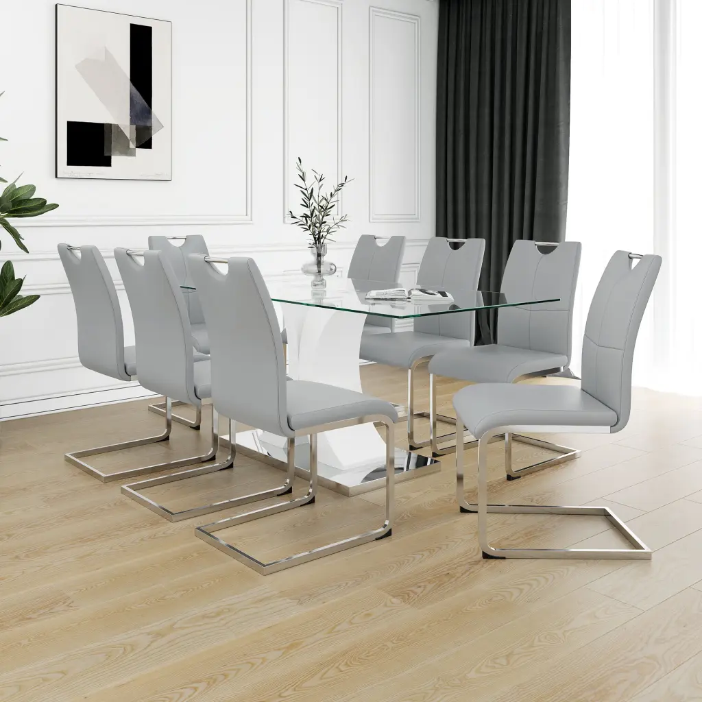 Modern Crystal Dining Table Elegant Transparent Solid Support youngmagic