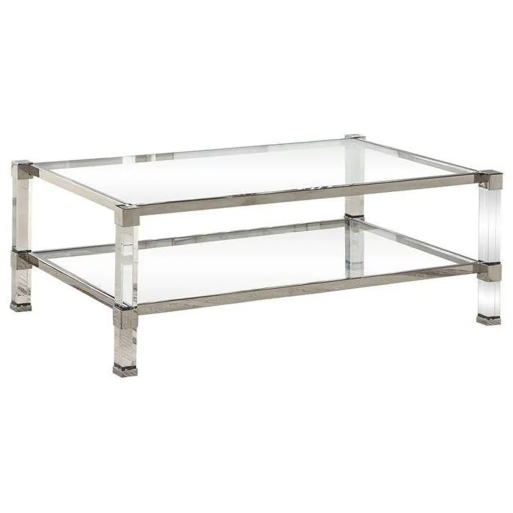Best Master Furniture GW122 Silver Coffee Table Glass Top Living Room Table