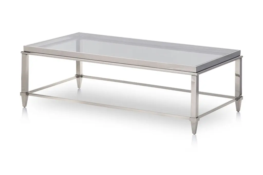HomeRoots 55 x 28 x 18 Inch Steel and Glass Coffee Table