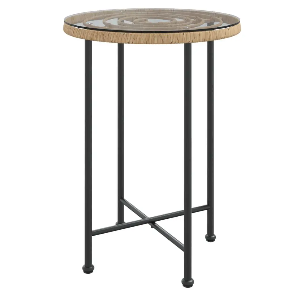 21.7 Inch Tempered Glass and Steel Dining Table Modern Round Table