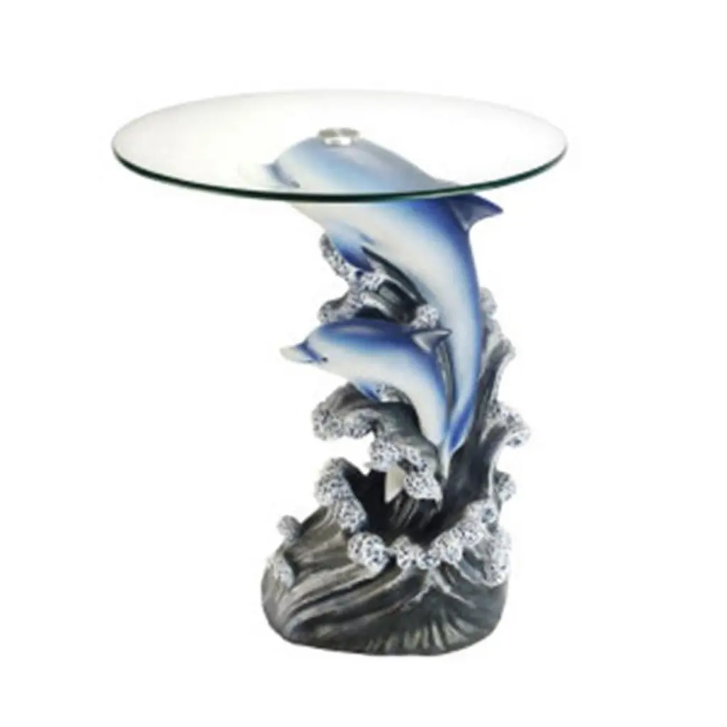 Glass Top Dolphin End Table 24 Inch - Unique Accent Table Living Room Back2Basics