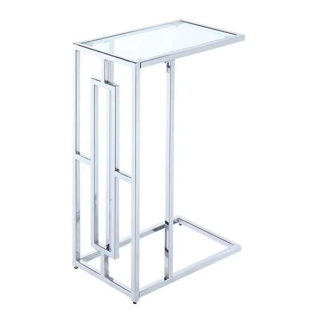 Town Square Chrome C Table Clear Glass Convenience Concepts