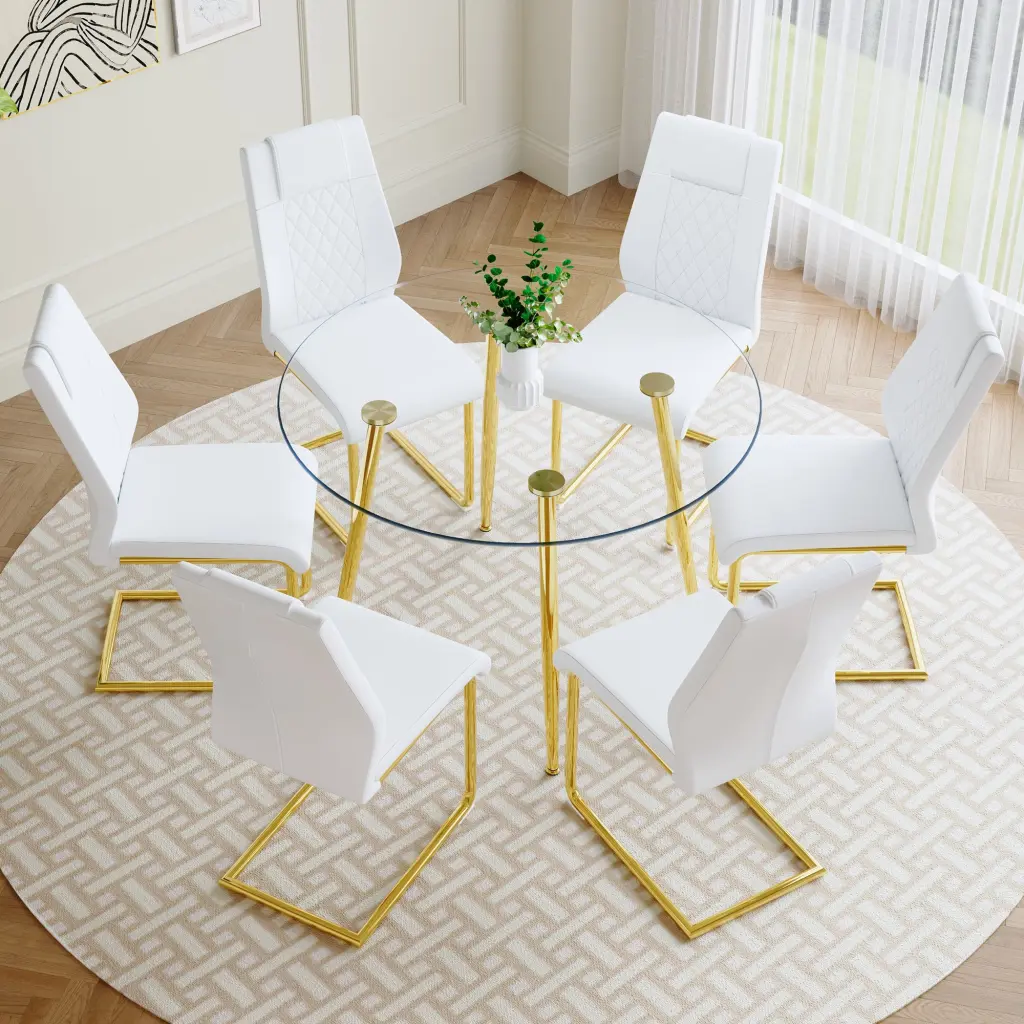 Modern Minimalist Style Round Transparent Tempered Glass Coffee Table droom w-1151