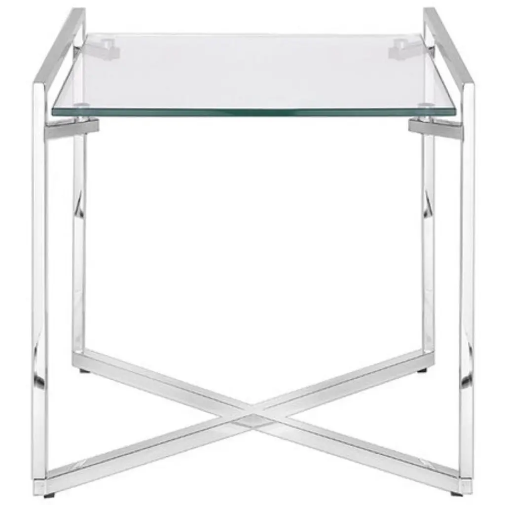Uptown Club Gus 19.6 Square Contemporary Glass Top End Table Silver - Modern Accent Table