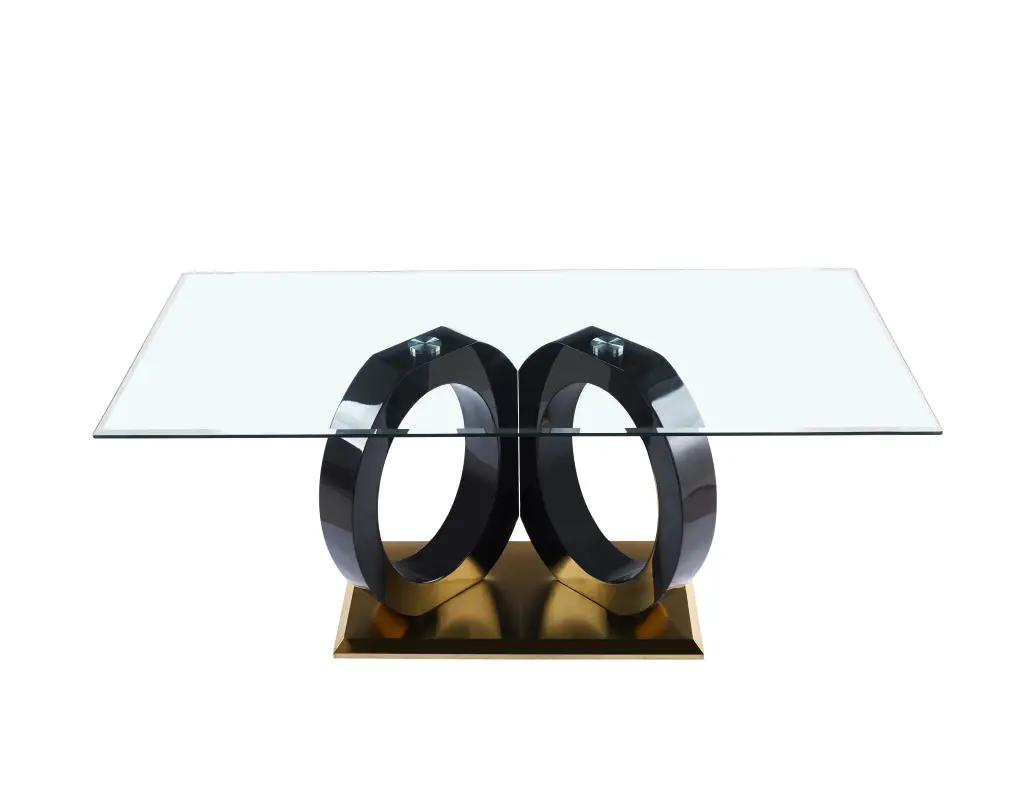 Modern Design Tempered Glass Dining Table Black MDF Middle Support w1241 artisan furniture