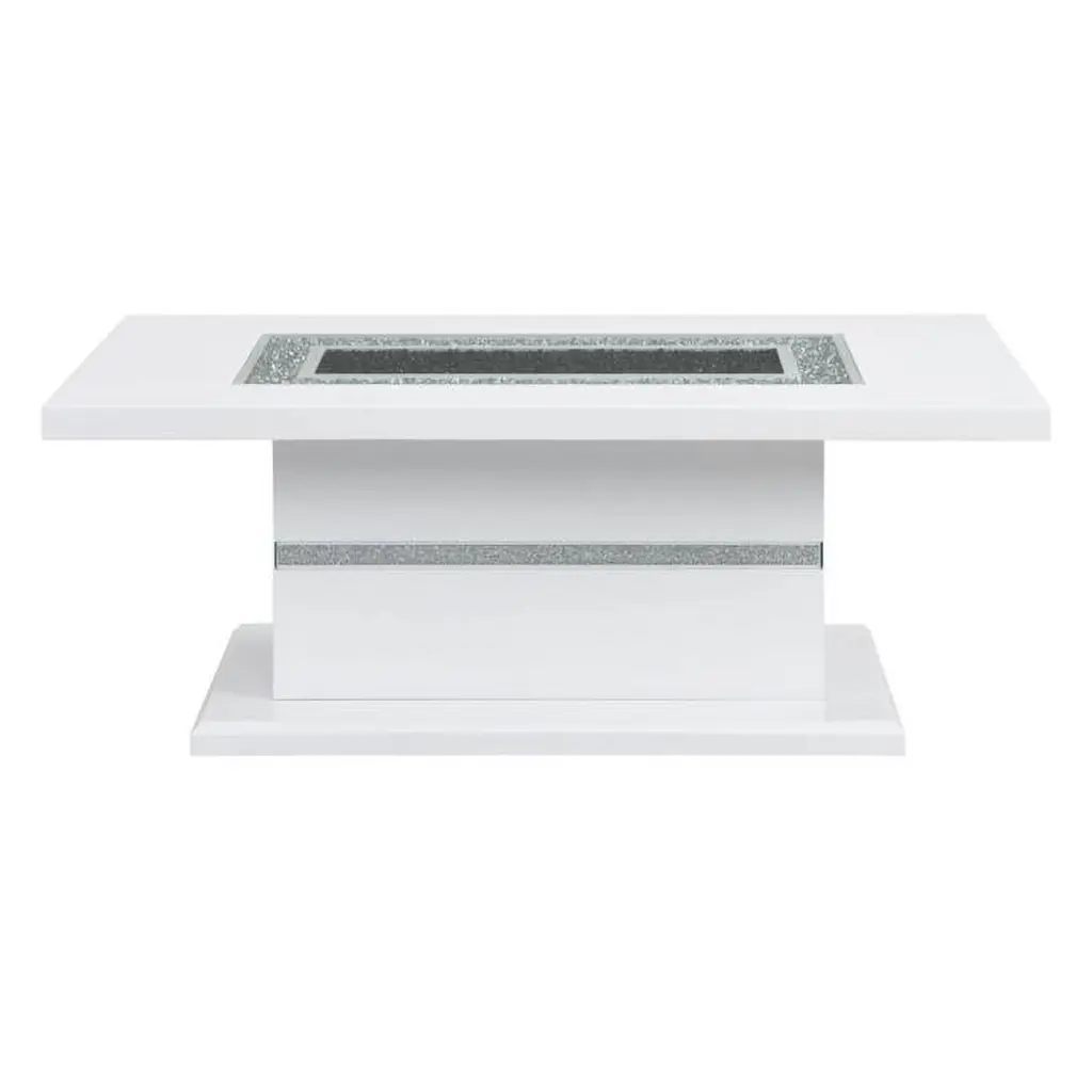Global Furniture USA Monaco Engineered Wood and Glass Coffee Table White and Silver