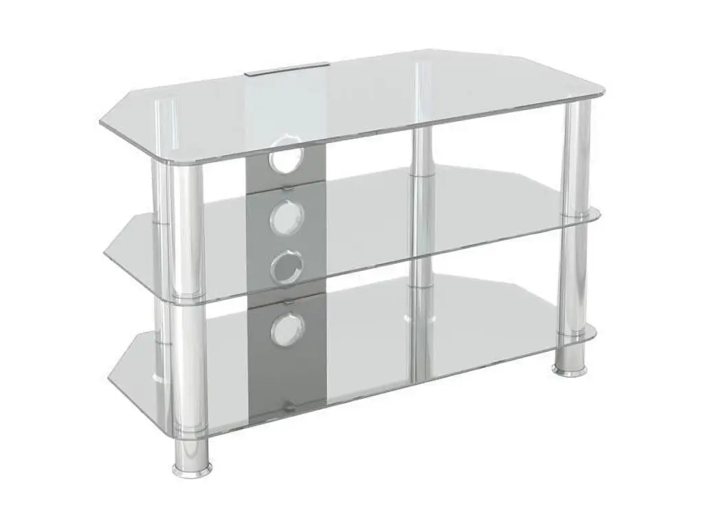 AVF Transitional Steel and Glass Clear Chrome TV Stand 10-42 TVs