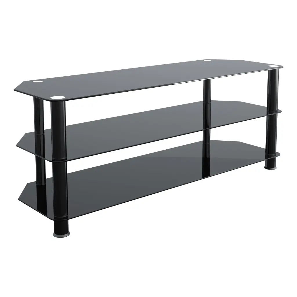 SDC1250BB- Modern TV Stand Up to 60-Inch TVs Black Glass and Metal Legs AVF