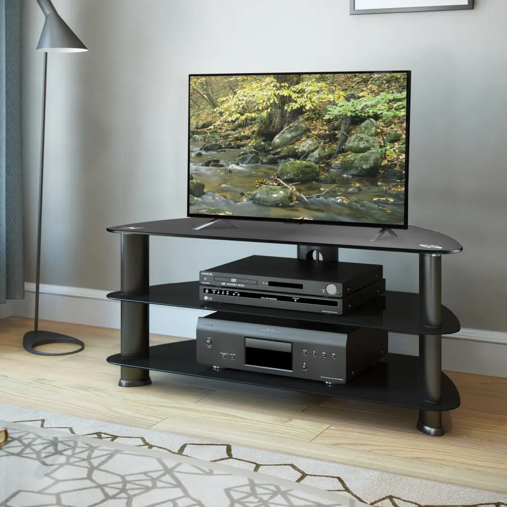 CorLiving Laguna Black Glass TV Stand TVs up to 48 Inches