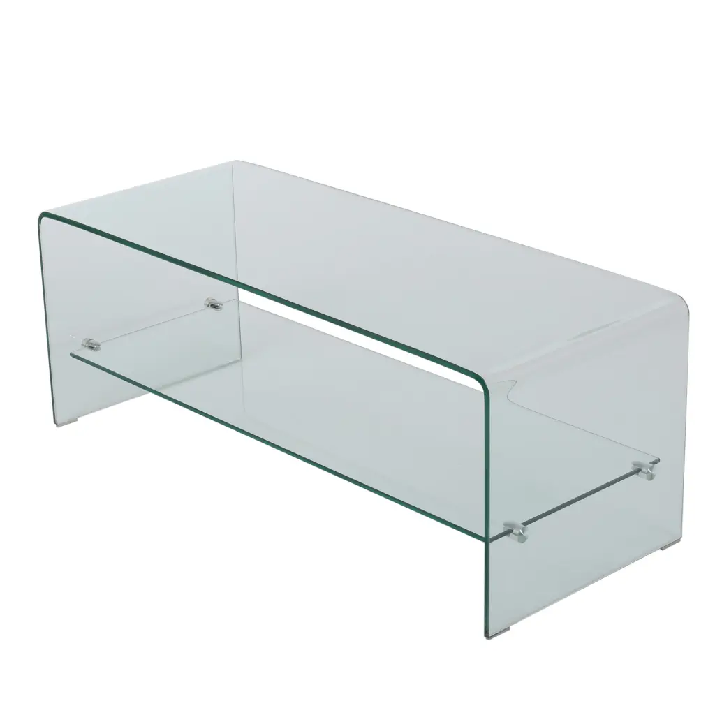 GDF Studio Aldine Modern 39 Inch Tempered Glass TV Stand Clear Contemporary Living Rooms GDFSTUDIO