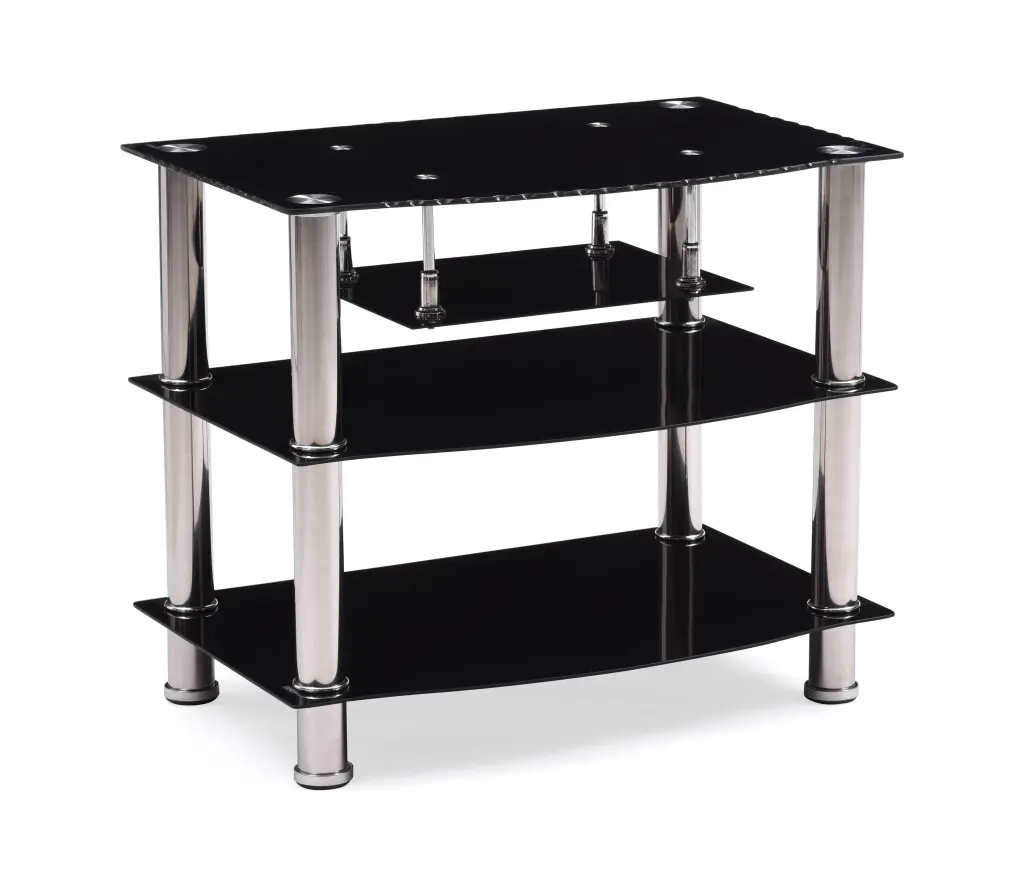Hodedah Black 4 Shelf Glass TV Stand 32 Inch TVs