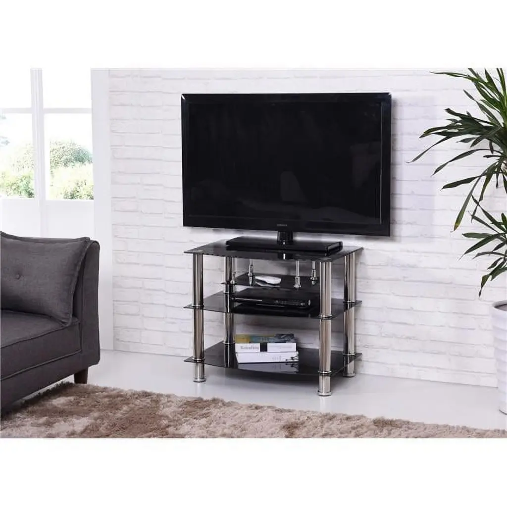 Four Shelf Glass TV Stand Mount 32-65 Inch TVs MadeToOrder