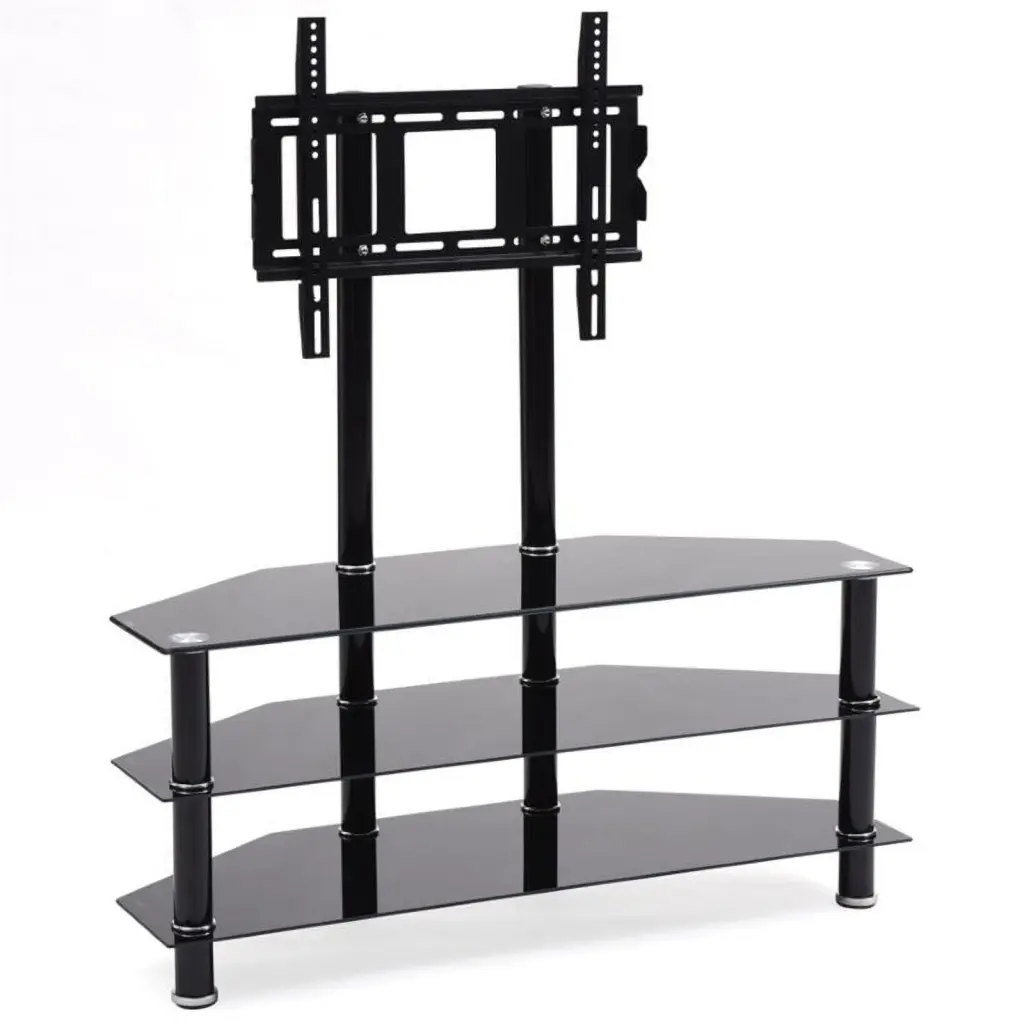 Pemberly Row 49 Wide Glass TV Stand Black Living Room Entertainment Centers