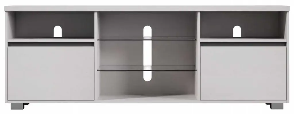 VASAGLE TV Stand 70 Inch TVs - White Entertainment Center Open Glass Shelves and Cabinets