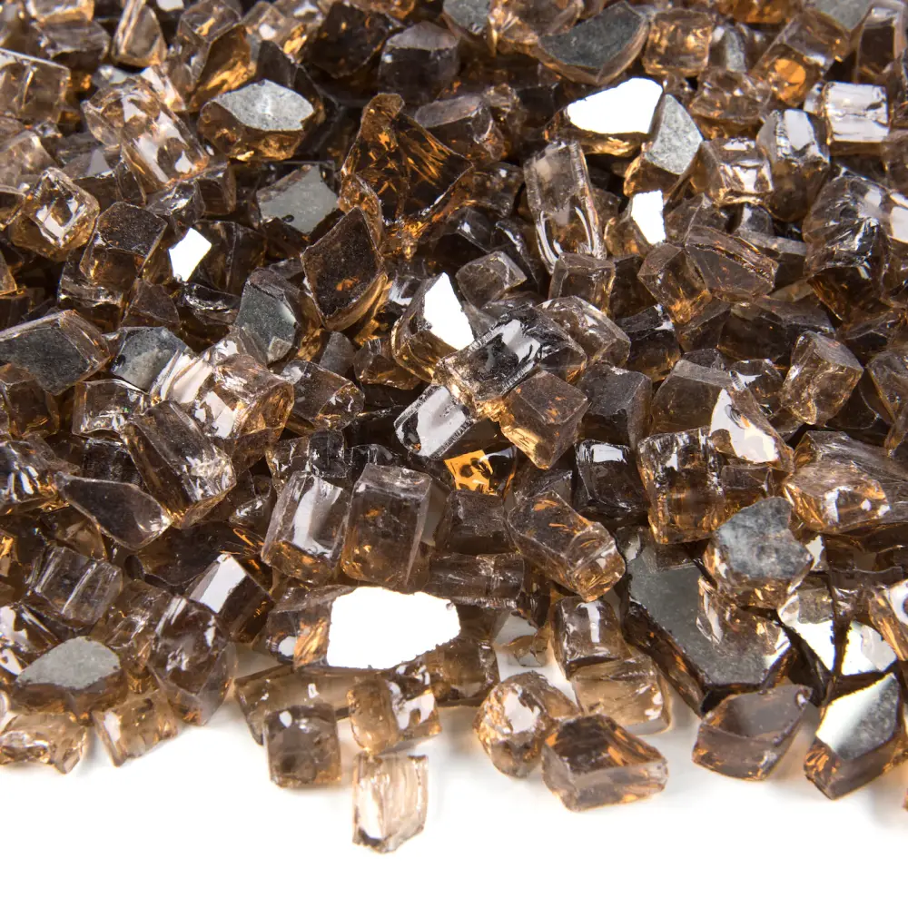 10lbs 1/2" Medium, Red metal Amber - Tempered Reflective Fire Glass Rock Fireplace & Fire Pit