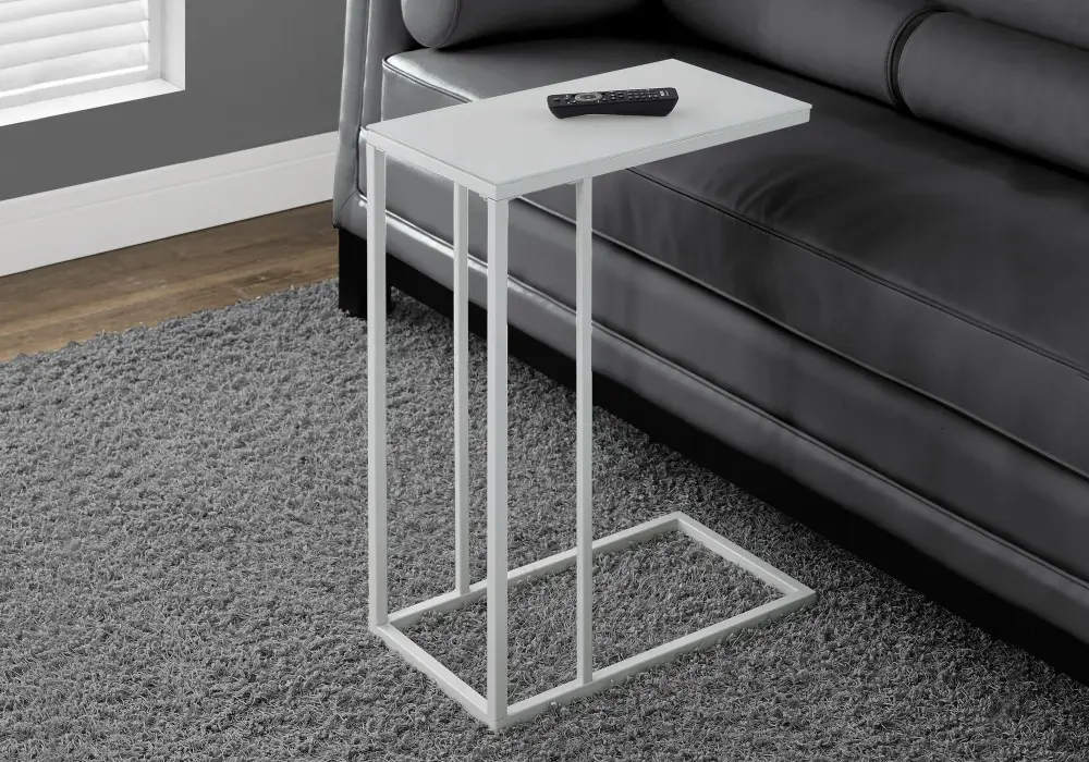 Accent Table, C - Shaped, Tempered Glass, Voguish Design Contemporary & Modern