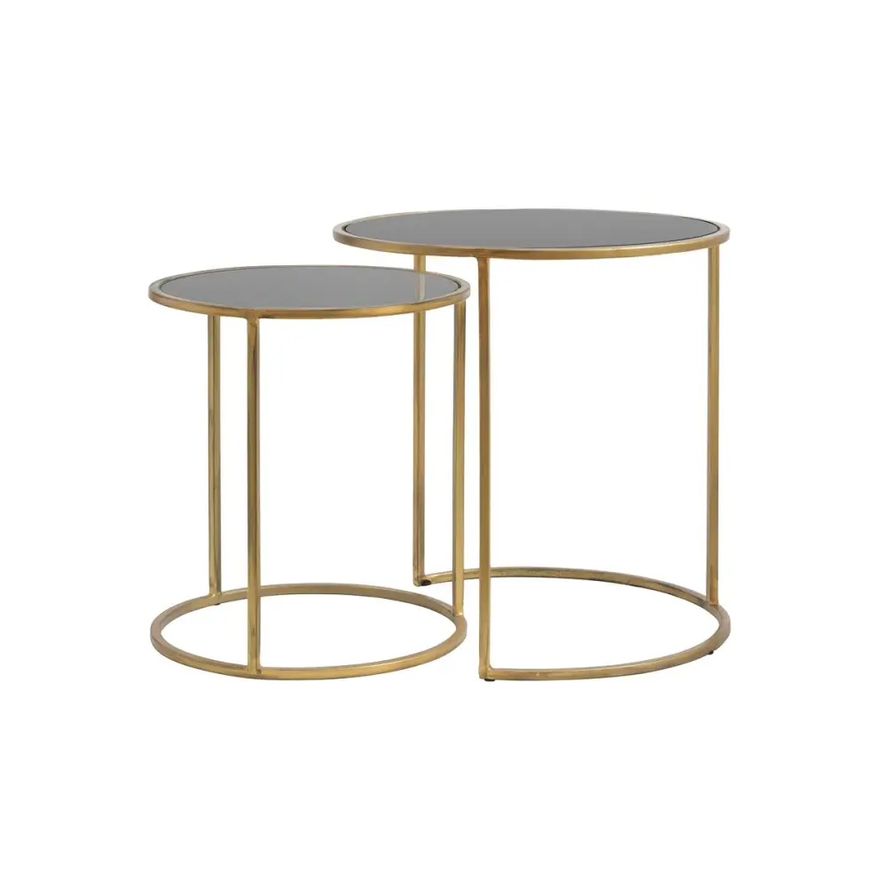 Duarte Set 2 Side Tables - Gold & Smoked Glass
