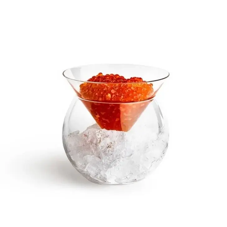 Glass Caviar Chiller Dish & Martini Glass