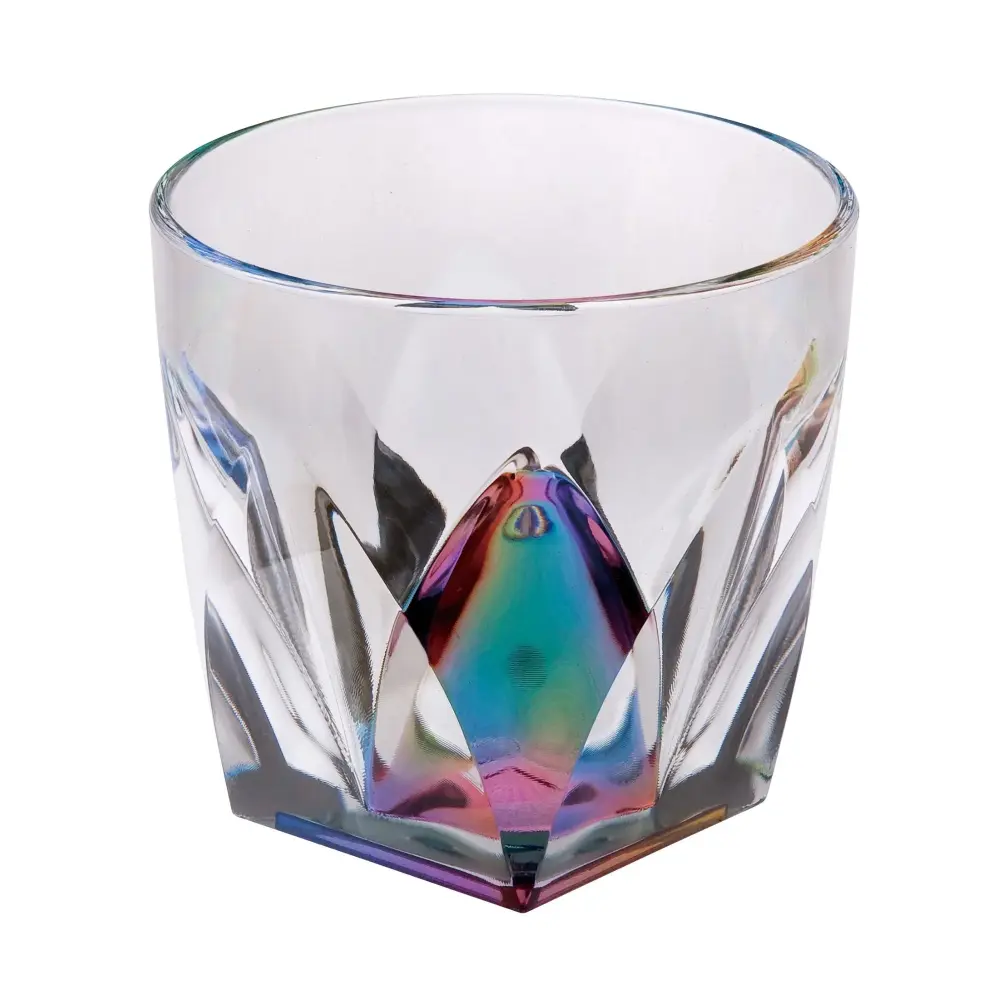 Leading Ware Rainbow Diamond Acrylic Glasses Drinking (Set 4) Dof 9Oz Bpa Free Synthetic Cocktail Glasses - Clear