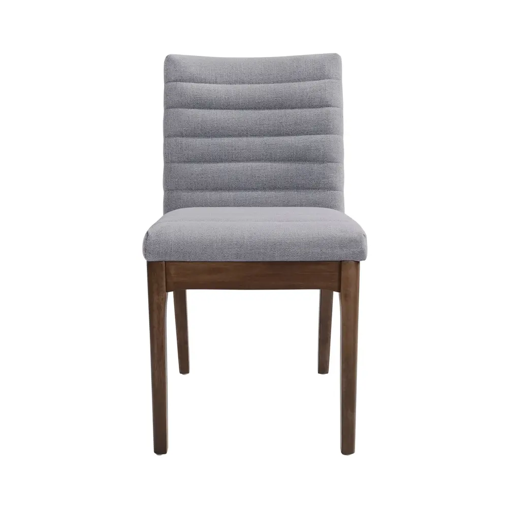 Mid Century Modern Dining Chair (Set 2) Channel Stitching - Ebony Gray