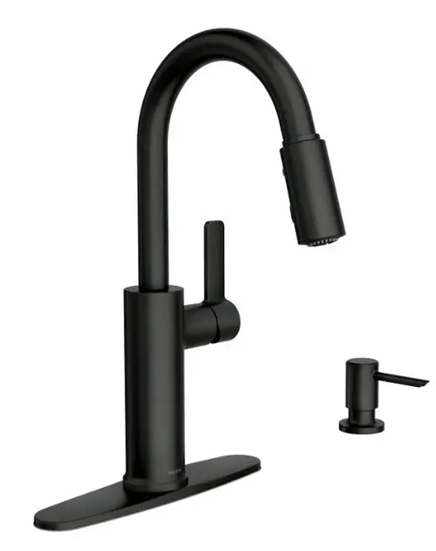 Moen Durani 87070 Series 87070BL Pull-Down Kitchen Faucet, 1.5 gpm, 1-Handle, 1, 2, 3, 4-Faucet Hole, Alloy