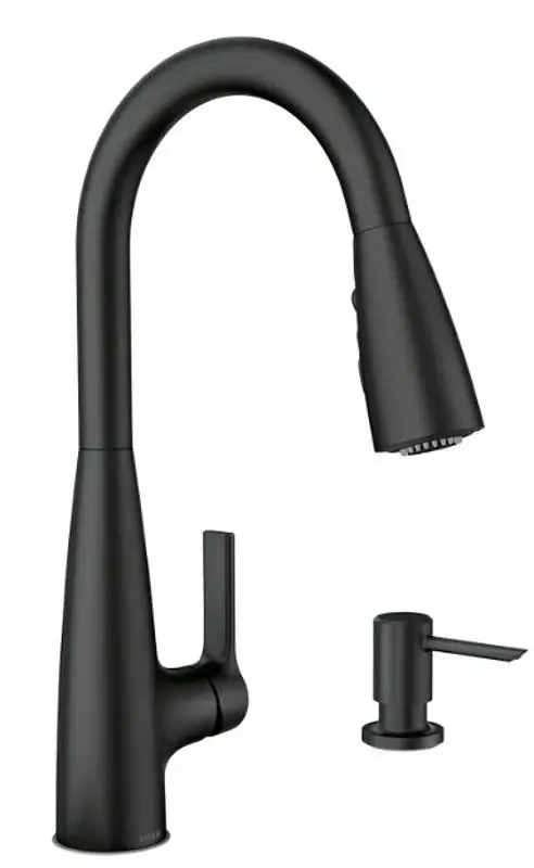 Moen Haelyn 87627 Series 87627BL Pull-Down Kitchen Faucet, 1.5 gpm, 1-Handle, 1, 2, 3, 4-Faucet Hole, Alloy