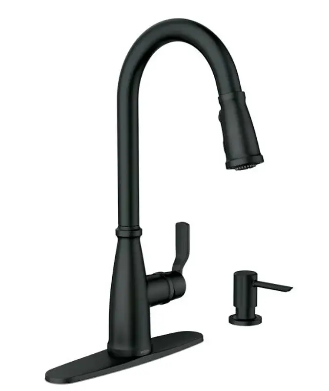 Moen Nolia 87071 Series 87071BL Pull-Down Kitchen Faucet, 1.5 gpm, 1-Handle, 1, 2, 3, 4-Faucet Hole, Steel