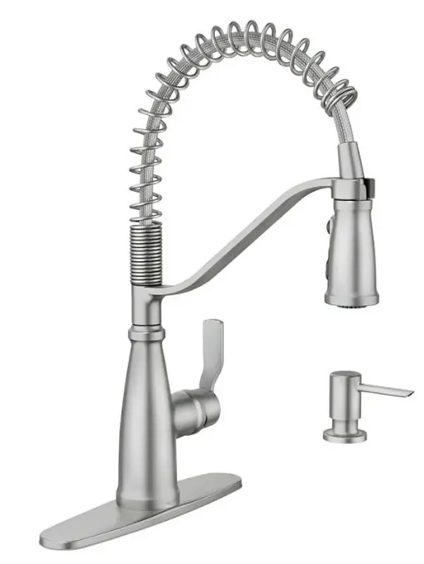 Moen Nolia 87886BZG Kitchen Faucet, 1.5 gpm, 1-Handle, 1, 3-Hole, Metal, Bronzed Aurum, 4-Spray Function