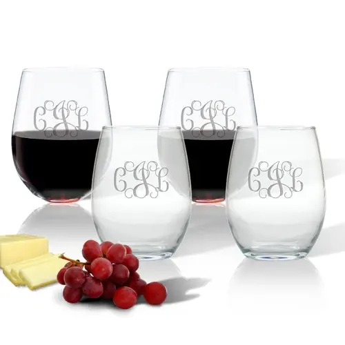 MONOGRAM TRITAN ACRYLIC STEMLESS WINE GLASSES ADJUST 4