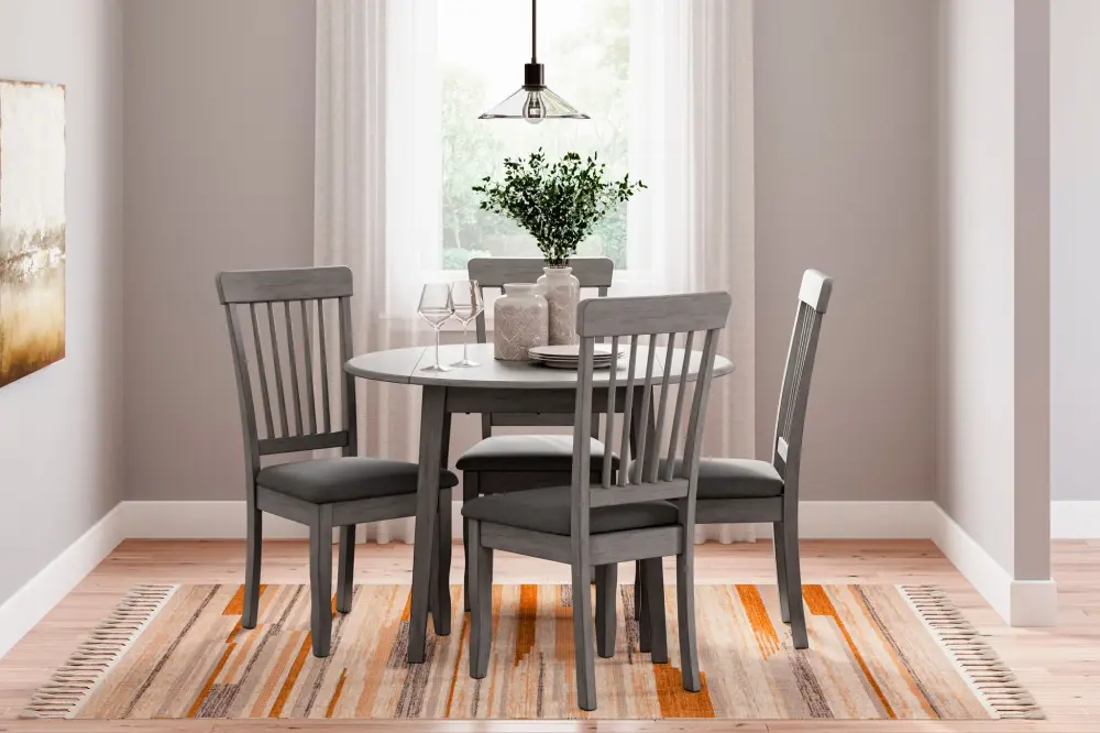 Shullden - 5 Pc. - Drop Leaf Table, 4 Side Chairs - Ash