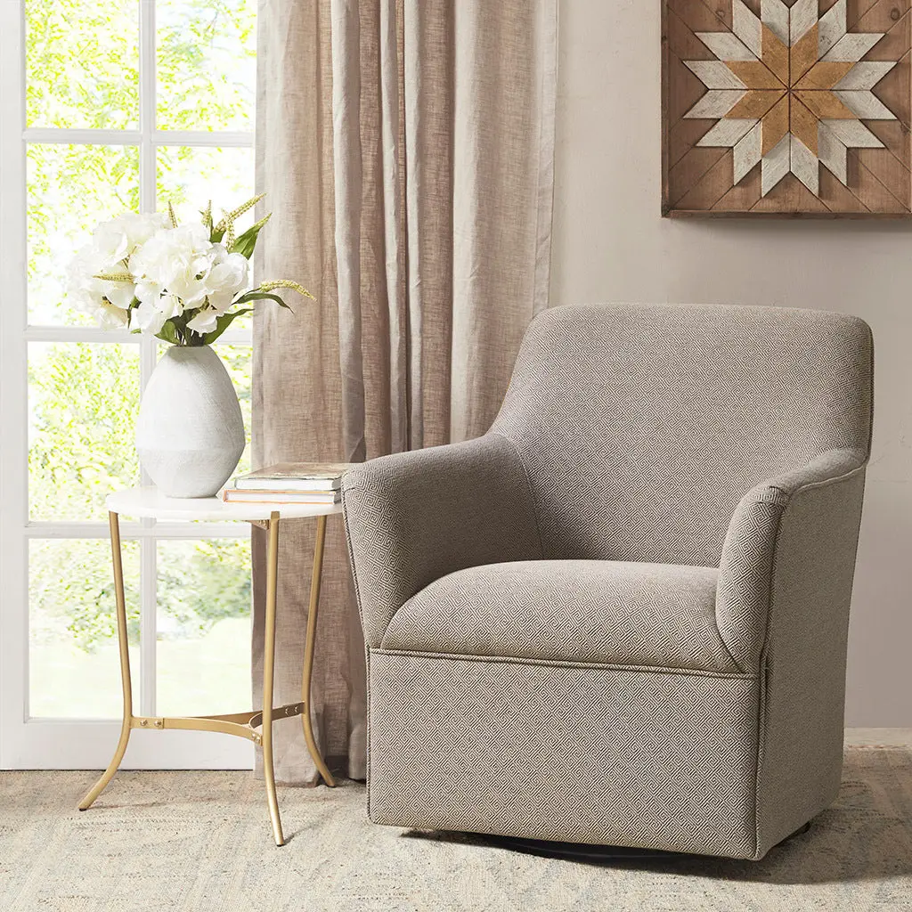 Augustine Grey Swivel Glider Chair Solid Wood Frame Nursery or Living Room jla