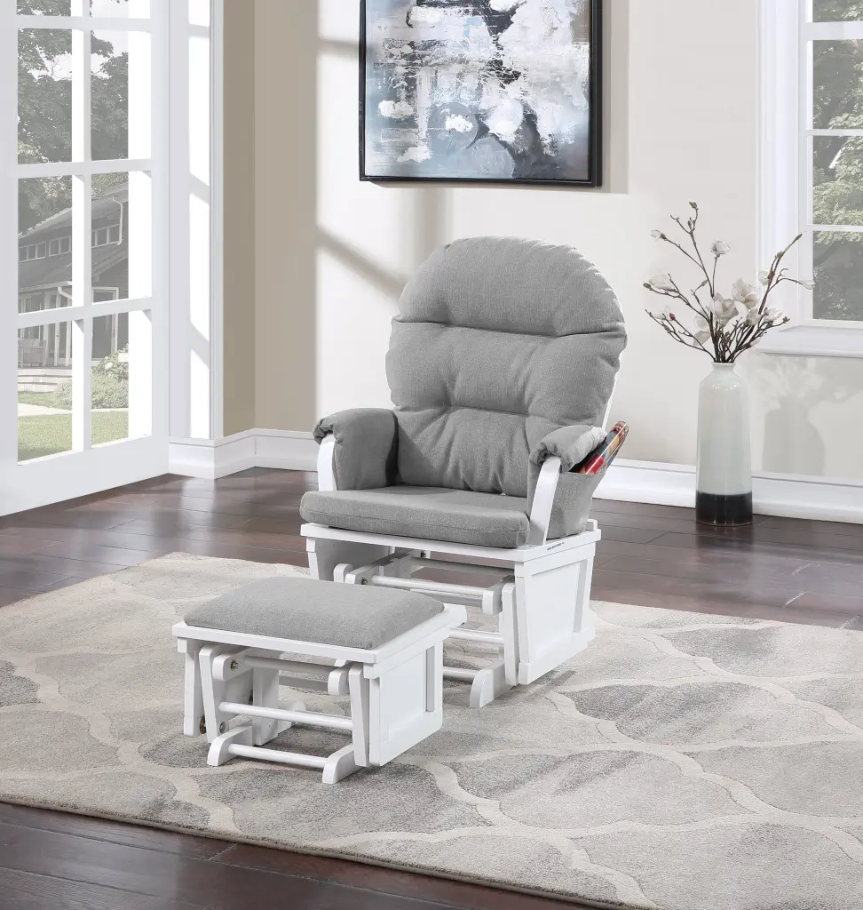 Madison Glider And Ottoman White Oyster White Polyester Solid Wood Nursery Chair simple living