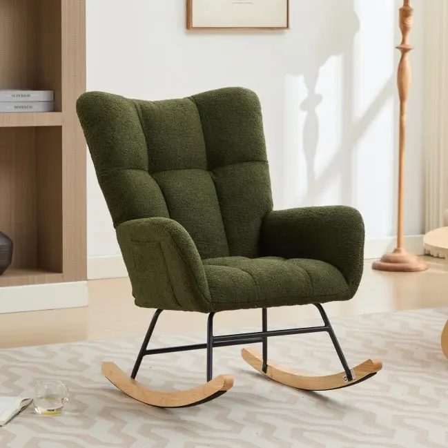 Modern Nursery Rocking Chair Upholstered Glider Chair High Back w2725
