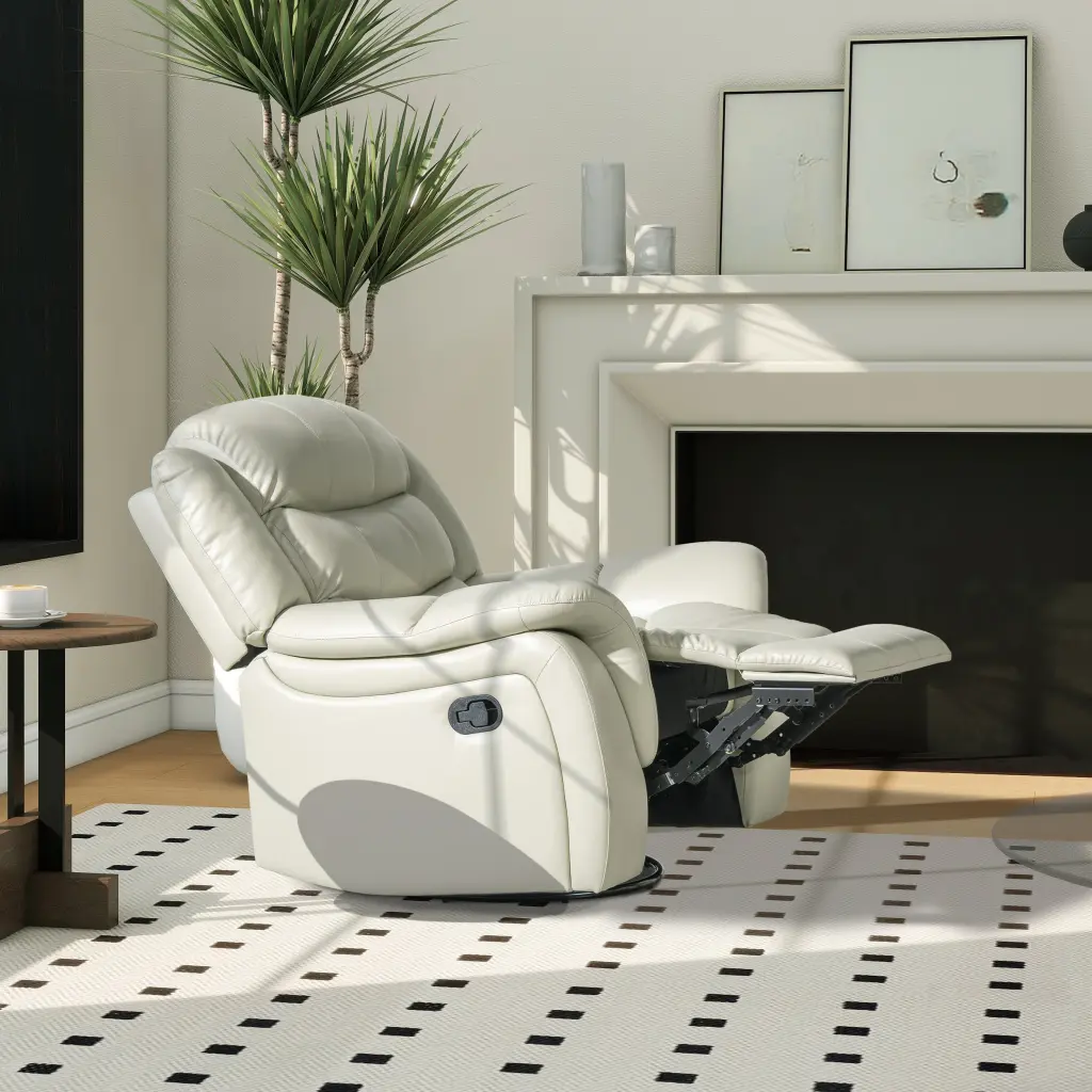 Rover 41.5 Inch Swivel Glider Push Back Manual Recliner Arm Chair Parchment jennifer taylor home