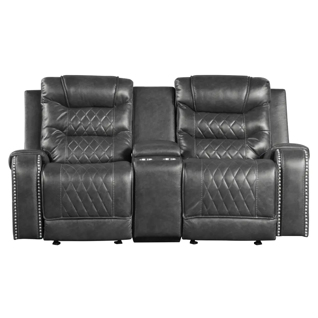 Opulent Living Room Furniture 1 Piece Gray Double Glider Reclining Loveseat kanepe
