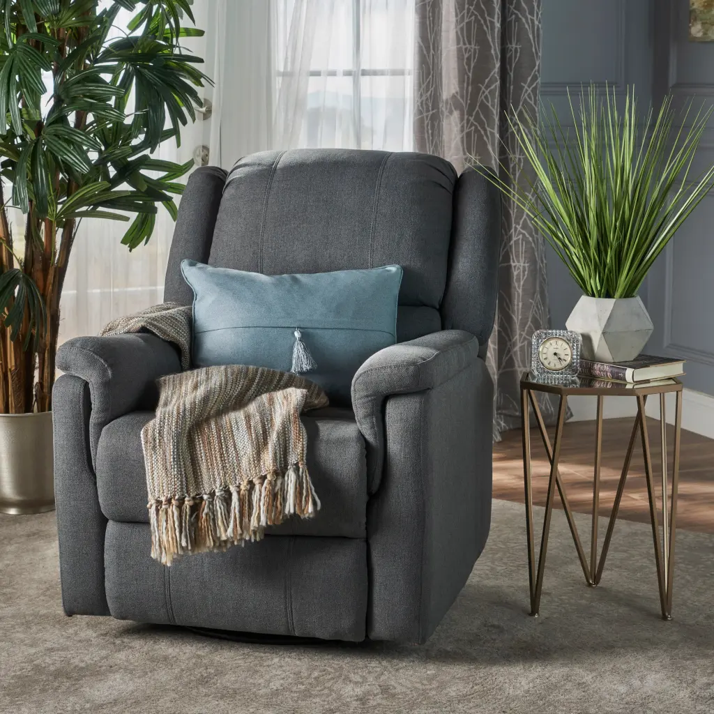 Charcoal Glider Recliner Swivel Manual Reclining Chair Comfortable Living Room Chair nh-ocean furniture