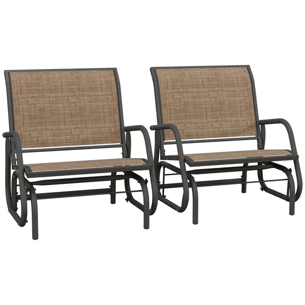 Outsunny Porch Glider Set 2 Metallic Frame Swing Glider Chairs Cushions aosom business