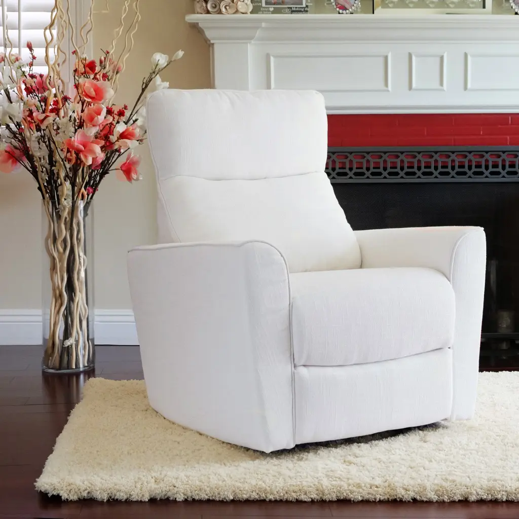 Soho Swivel Glider Chair White Material Living Room b2714