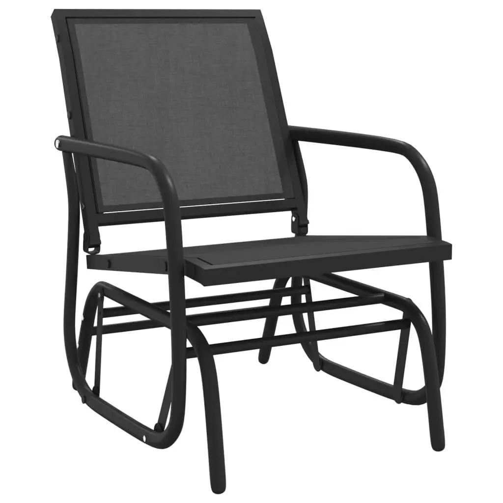 Black Textilene Steel Garden Glider Chair 24x29.9x34.3 Inches Outdoor Relaxation