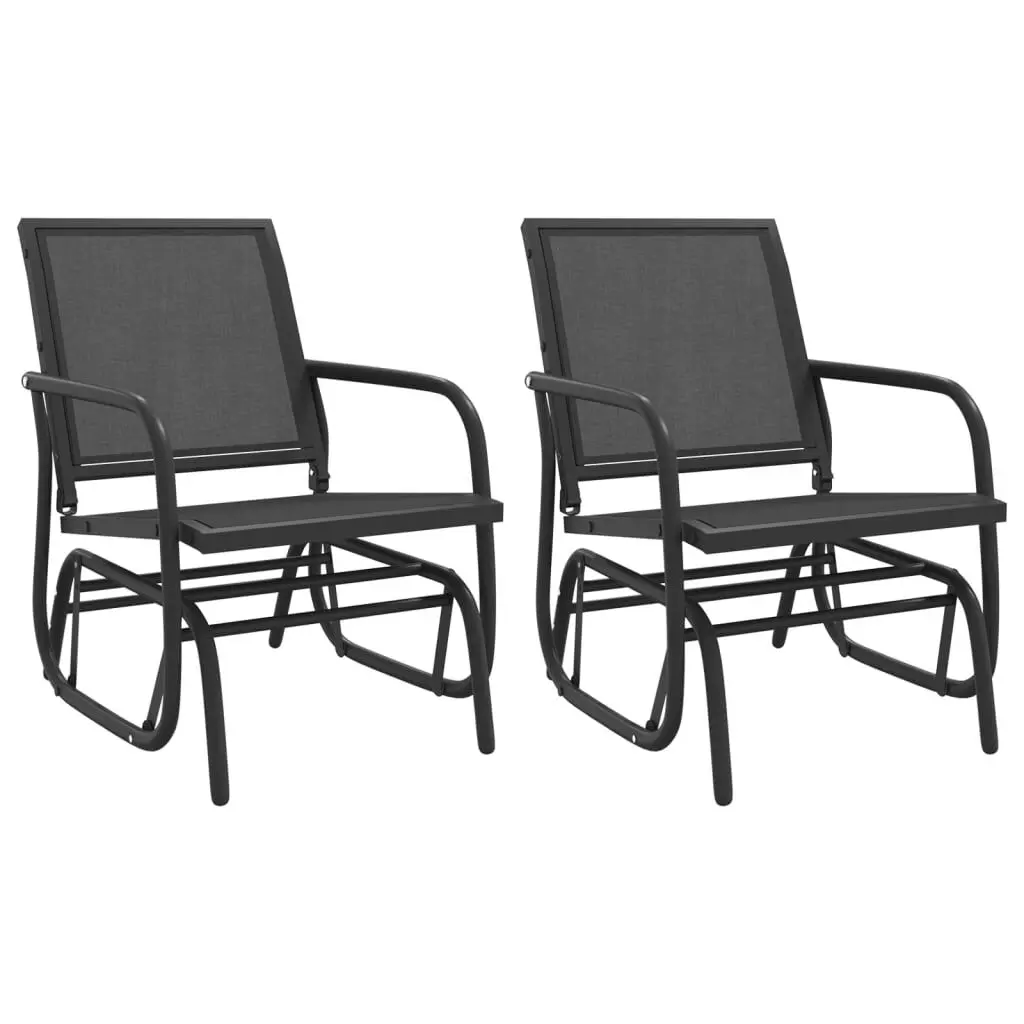 2 Piece Black Textilene Steel Garden Glider Chairs 24x29.9x34.3 Inches Set