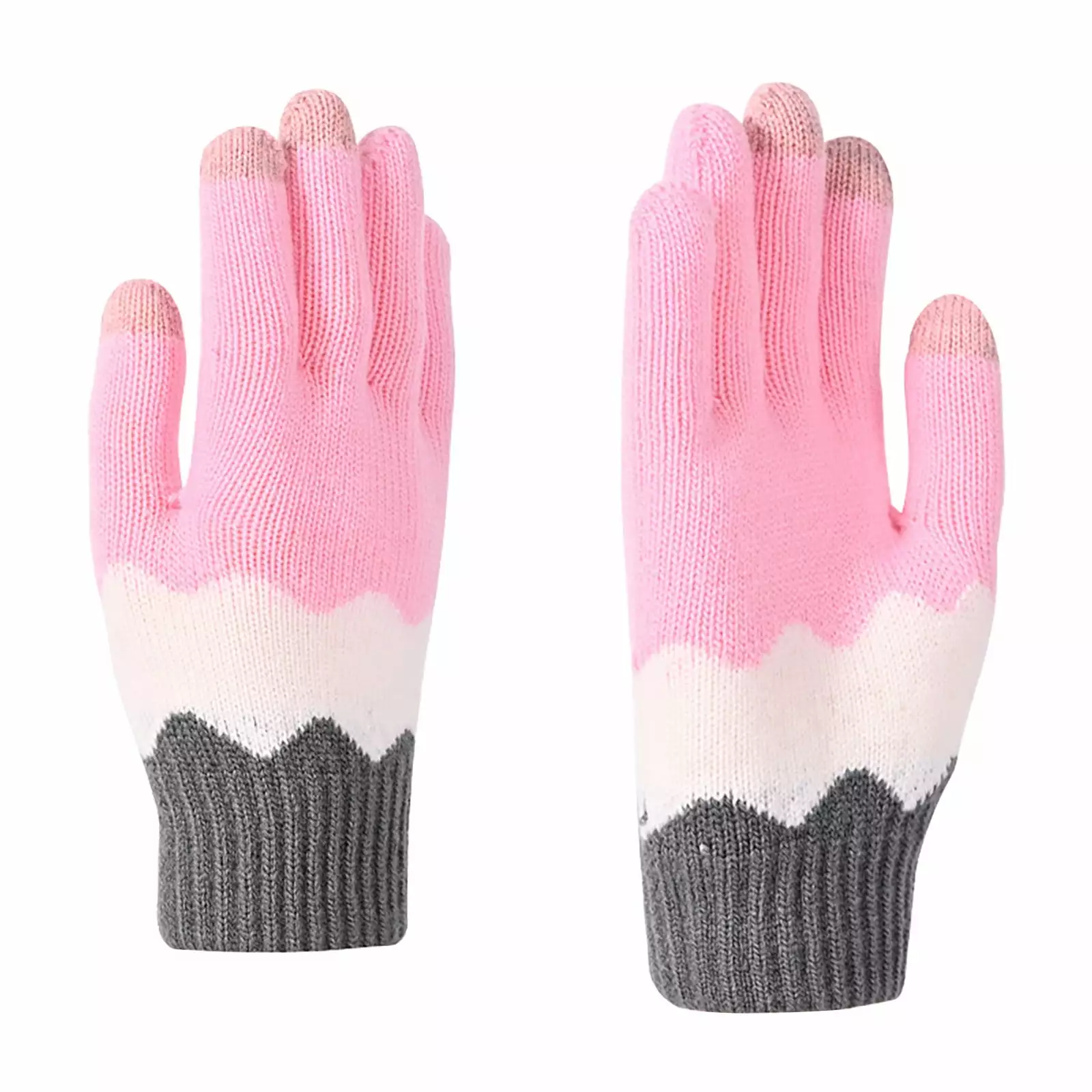 Winter Jacquard Mesh Gloves Women - Knitted Plus Velvet Thickened Warm Wave Pattern Gloves