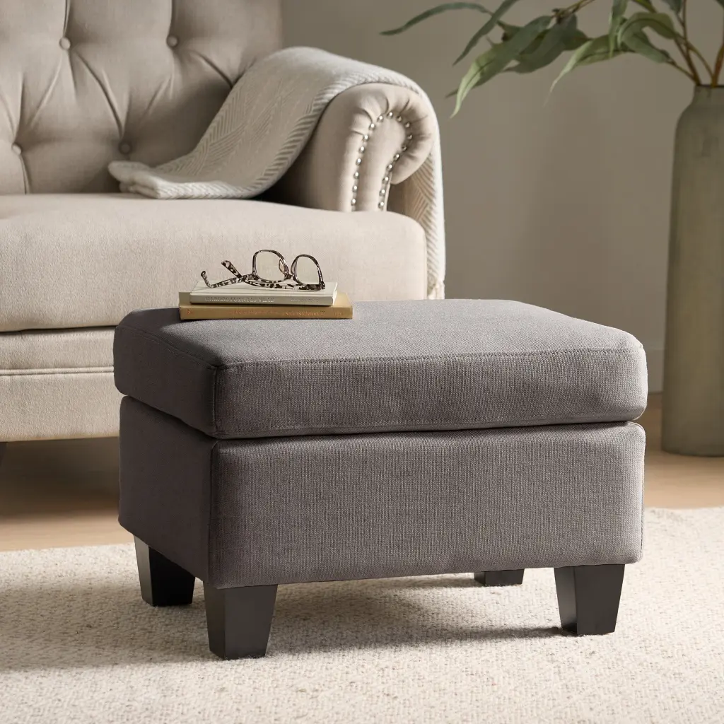 Springfield Ottoman Grey Material Footrest Stool nh-an