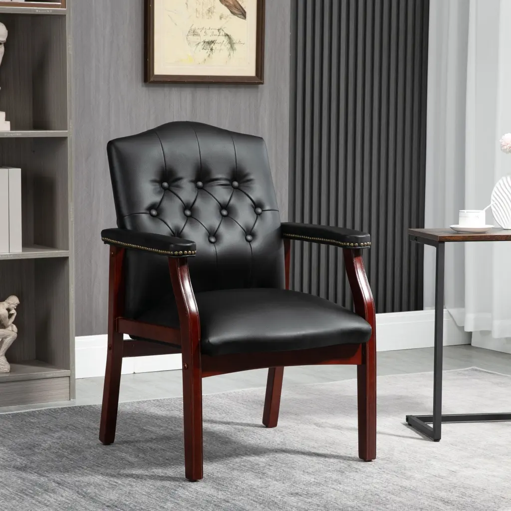 Hide Reception Guest Chairs Padded Seat and Arms Comfortable Seating aoao furniture-w1333